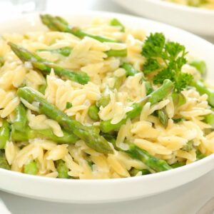 Creamy Orzo with Asparagus | One Pot + Family Friendly Dinner Recipe!