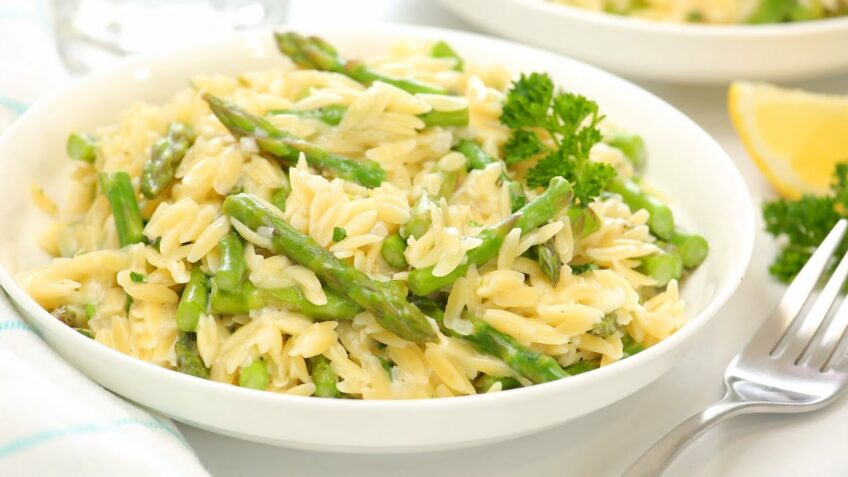 Creamy Orzo with Asparagus | One Pot + Family Friendly Dinner Recipe!