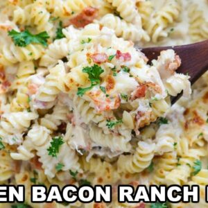 The BEST Chicken Bacon Ranch Pasta