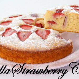 Soft And Fluffy Vanilla Strawberry Cake