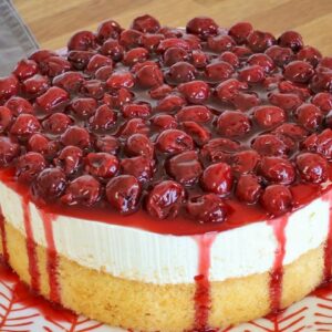 Everyone will think it is store-bought 💃🏻💯 Summer Cake with Sour Cherry Sauce 🍒
