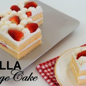 Vanilla Sponge Strawberry Cake | Cotton Soft And Pillowy