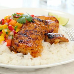 BBQ Lime Chicken with Mango Salsa & Coconut Rice | 20 Minute Dinner Ideas