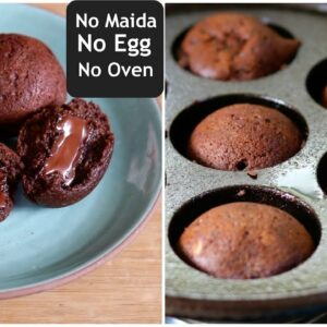 Mini Choco Lava Cake – Eggless, Without Oven, Without Maida & Milk  | Skinny Recipes