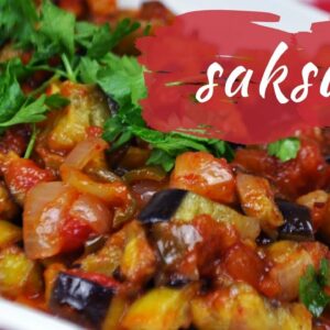 Turkish SAKSUKA (Fried Eggplants in Tomato-Garlic Sauce)