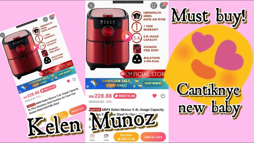 Must buy ! Murah ja wei !! Try my new red baby air fryer MMX KELEN MUNOZ x Lazada.