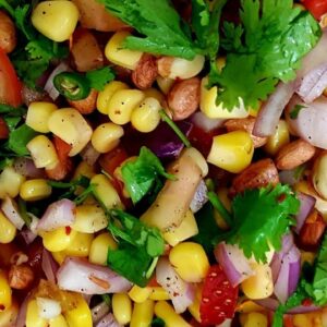 Easy Salad Recipe: Sweetcorn, onion, peanut, tomato,leaves and chili| Sweetcorn chaat