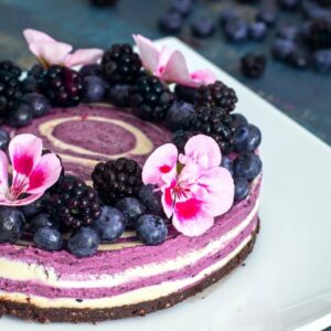 Raw Vegan Blueberry and Blackberry Zebra Cake