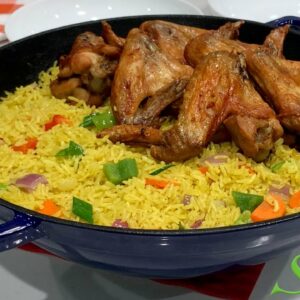 Air Fried Chicken Wings With Curry Rice, A Healthier Option