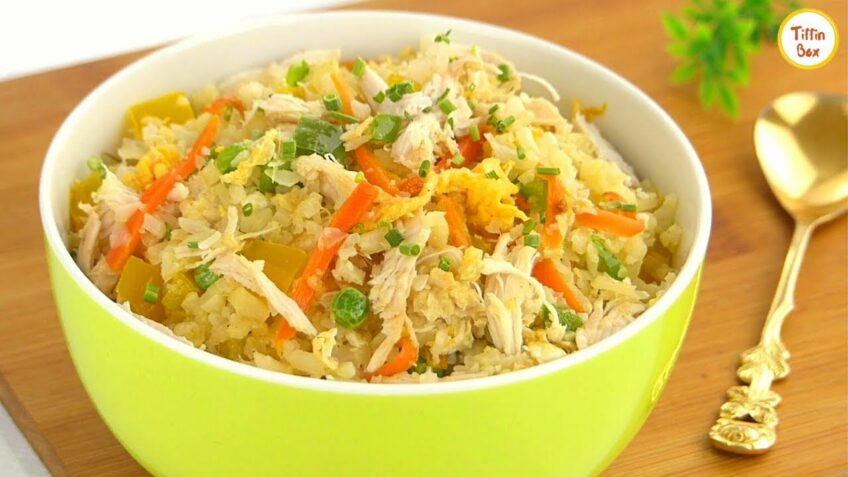 Chicken Cauliflower Fried Rice Recipe for kids by Tiffin Box | How To Make Cauliflower Rice ,Healthy