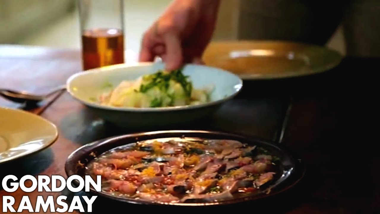 Gordon Ramsay's Mackerel Ceviche with Fennel Salad & Quinoa Salad Recipe Table and Flavor