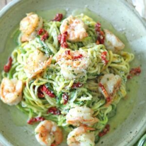 Zucchini Noodles with Pesto and Shrimp Scampi Recipe