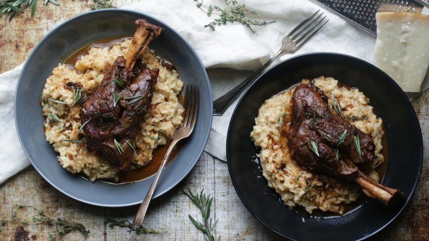 Braised Lamb Shanks Recipe with Parmesan Risotto