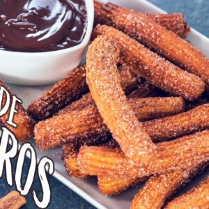 Homemade Eggless Churros with Chocolate Dipping Sauce