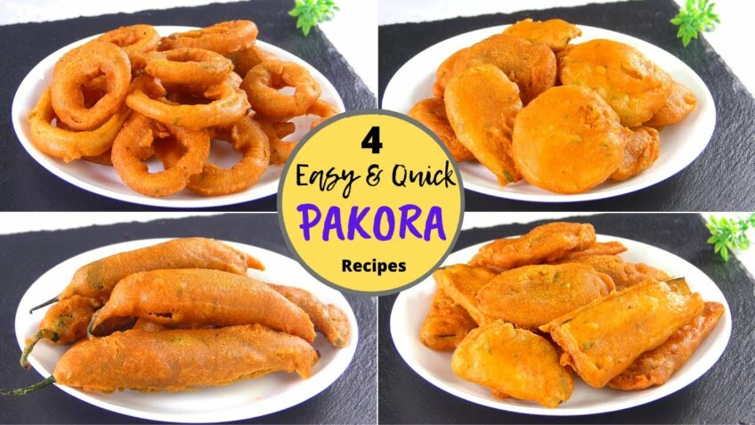 4 easy & Quick Pakora Recipe by Tiffin Box | Aloo Pakora, Mirchi bhaji pakora, Onion Pakora, Beguni