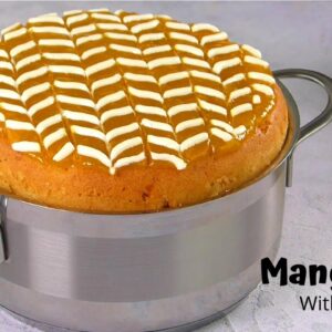 Mango Cake in Saucepan Without Oven, Condensed Milk, Butter by Tiffin Box | Mango Sponge Cake Recipe