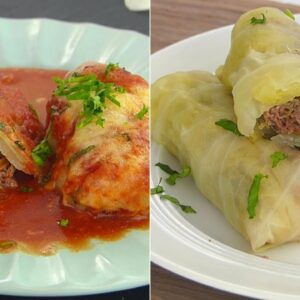 Stuffed Cabbage Rolls / Polish Gołąbki Recipe by Tiffin Box – Steamed cabbage rolls with Minced Meat