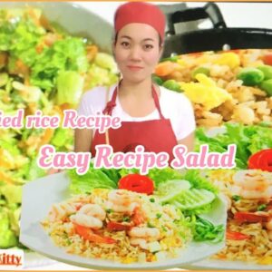 SHRIMP FRIED RICE RECIPE & EASY RECIPE SALAD HEATHY FOOD | Maria’s Kitchen Kitty