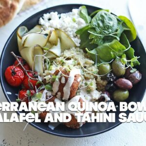 Mediterranean Quinoa Bowl Recipe with Falafel and Garlic Tahini Sauce