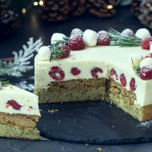 Christmas Cake – Pistachio Raspberry Lime Mousse Cake