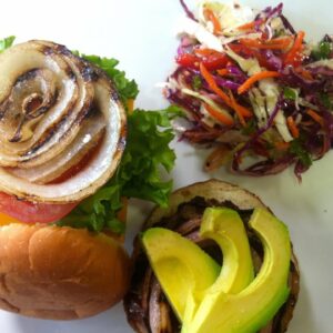 Gourmet Turkey Burger & Hamburger with Vinegar Coleslaw