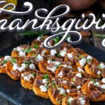 Thanksgiving Side Dishes – Roasted Sweet Potatoes with Goat Cheese and Candied Bacon