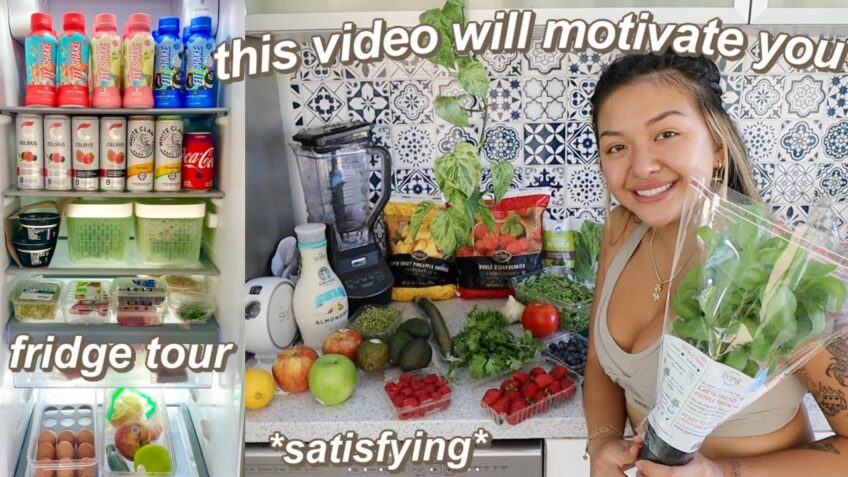 *SATISFYING* FRIDGE TOUR + GROCERY SHOP WITH ME | ORGANIZING + CLEANING