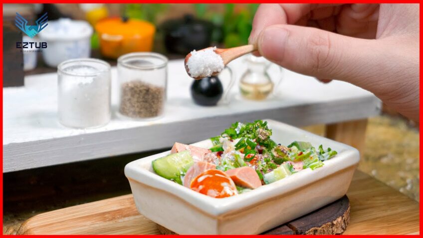 How to Make Sausage Cucumber Salad | Sausage Salad Recipe | Miniature Food