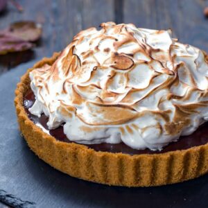 No-bake Chocolate Pecan Pie with Meringue Topping