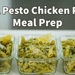 Basil pesto chicken pasta meal prep done in 40 minutes to set you up for the week