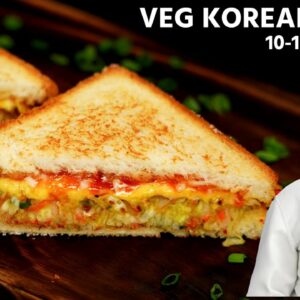 Veg Korean Toast Recipe – 10-15 Min Eggless Sandwich – CookingShooking