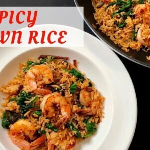 Hot & Spicy quick shrimp rice – Shrimp/Prawn & Spinach rice