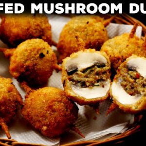 Mushroom Duplex Recipe – Juicy & Crunchy Cafe Style Stuffed Mushrooms Starter – CookingShooking