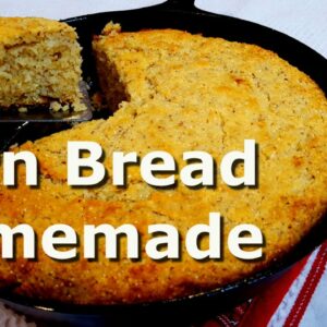 Homemade Corn Bread in a Cast Iron Skillet from Scratch