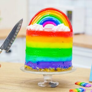 Decorating the Miniature Rainbow Mousse Cake Recipe | ASMR Cooking Mini Food