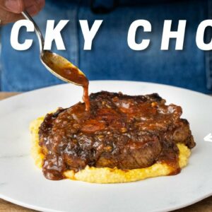JUICY GLAZED CHOPS w. CHEESY GRITS (super easy, and delicious!!)