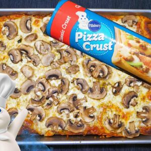 How to make Pizza Without the Red Sauce using Pillsbury Pizza Dough | Cheese and Mushroom pizza