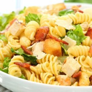 Make-Ahead Chicken Caesar Pasta Salad | Perfect for Meal Prepping!