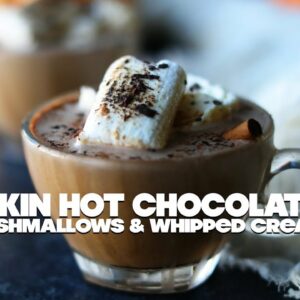 Pumpkin Hot Chocolate Recipe with Marshmallows and Whipped Cream!