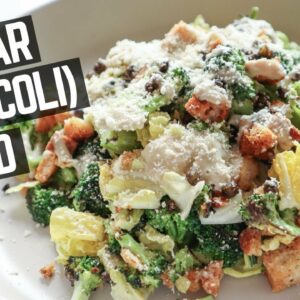 BROCCOLI CAESAR SALAD  | Tahini Caesar Salad Dressing + Broccoli and Napa Cabbage