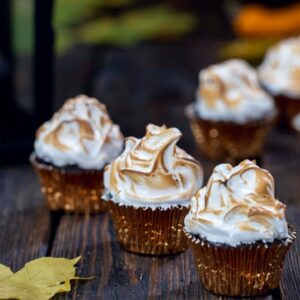 Pumpkin Mocha Cupcakes with Toasted Meringue