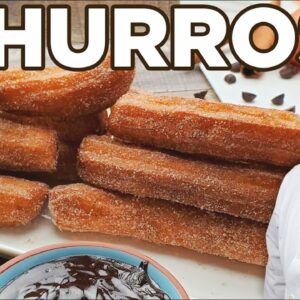 Easy Homemade Churros with Chocolate Sauce | by Lounging with Lenny