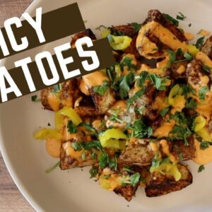 The BEST chunky spicy roast potatoes with tahini dressing | Restaurant Dish