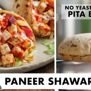 Paneer Shawarma Recipe | No Yeast No Oven Pita Bread & Hummus | Paneer Roll | Chef Sanjyot Keer