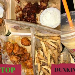 TRYING WING STOP AND DUNKIN DONUTS ICED COFFEE FOR THE FIRST TIME!!