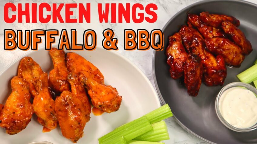 How to Make Crispy Chicken Wings with Buffalo & BBQ Sauce | Oven Baked