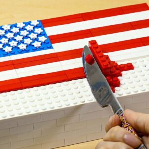LEGO Dessert Idea: American Flag Cake Recipe – Lego In Real Life Stop Motion Cooking ASMR