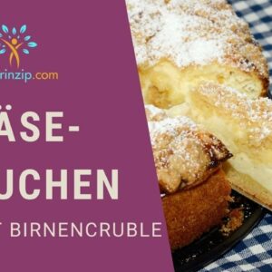 Cheesecake mit gesunden Zutaten: Käsekuchen Rezept mit Birnen Crumble