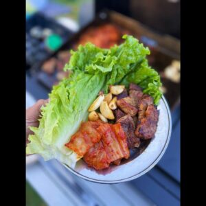 Korean Pork Belly and Kimchi on the Blackstone Griddle