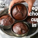 eggless chocolate cupcake recipe in steel katori – no oven, no cake mold | katori chocolate cake